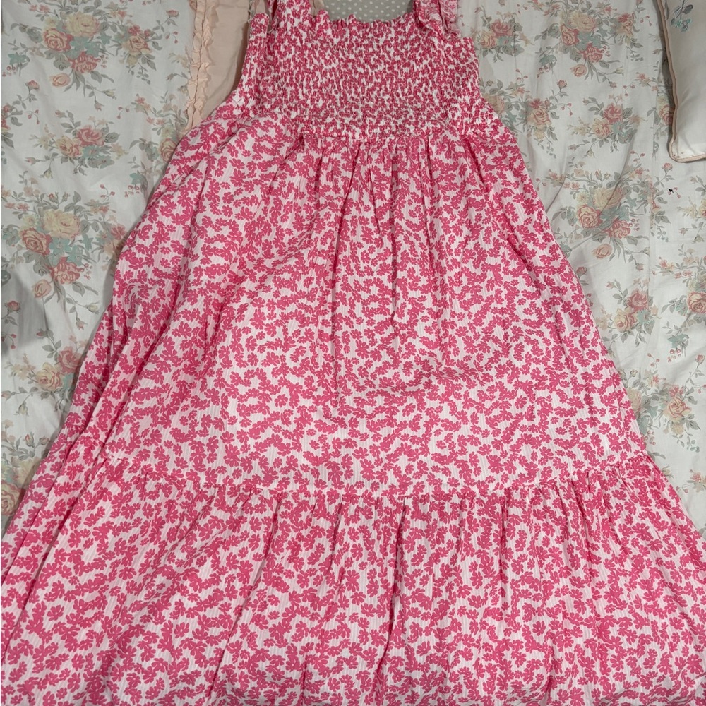 Pink and White Floral Maxi Dress